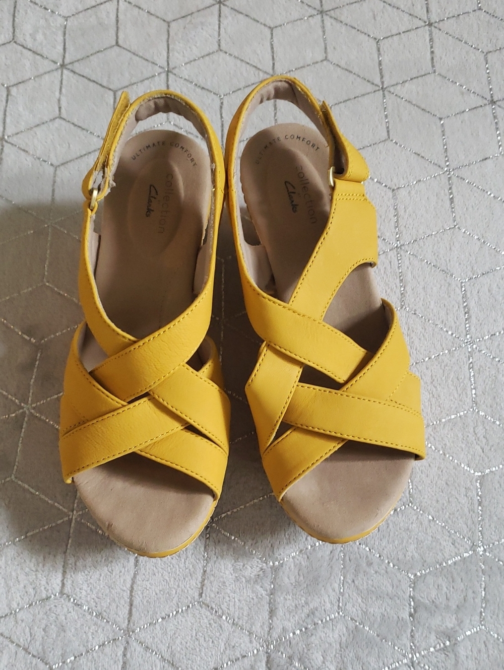 CLARKS | Yellow Clarks Un Capri Step Wedge Sandals